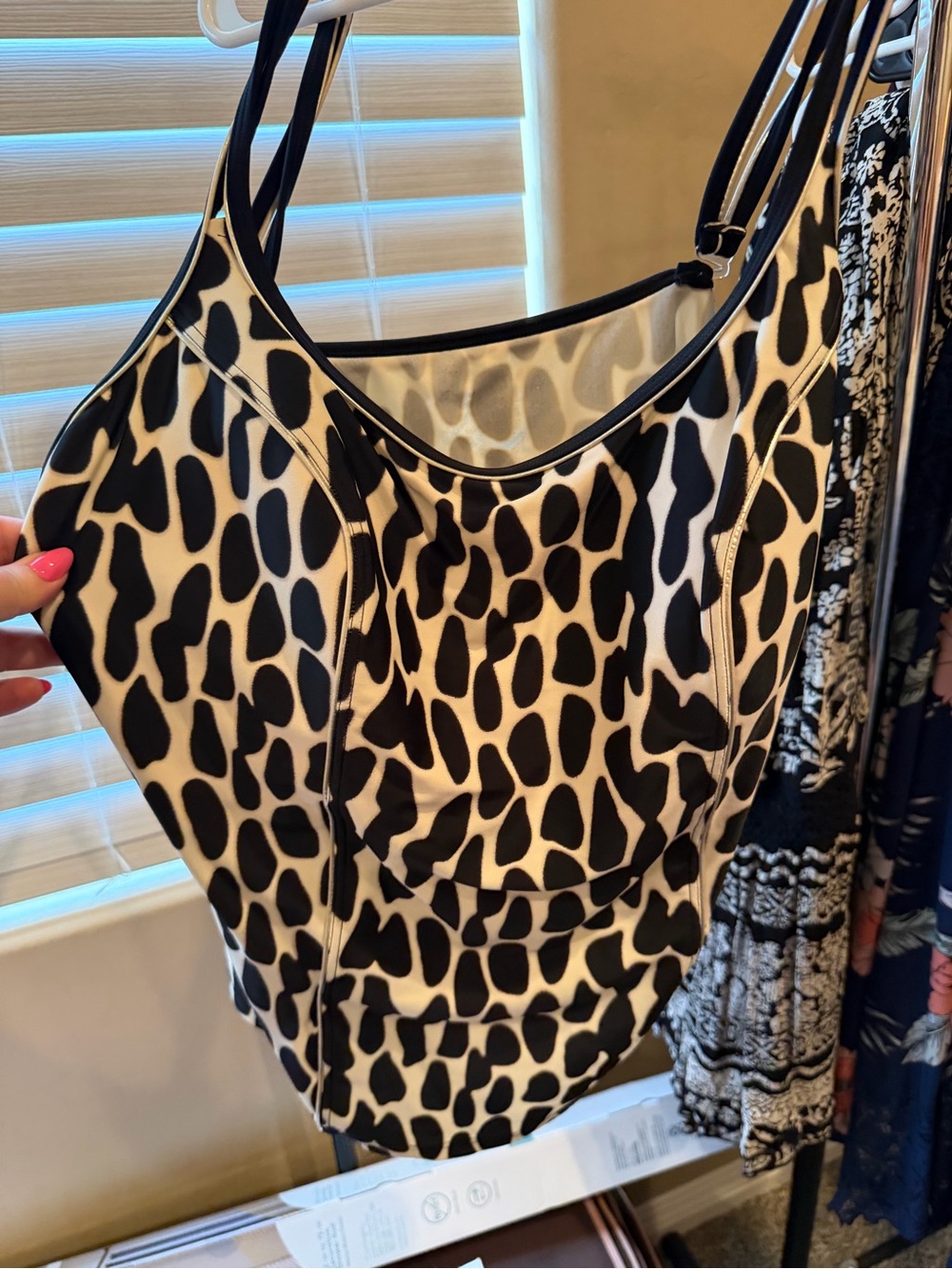 Black & White Animal Print Womens Tankini Top